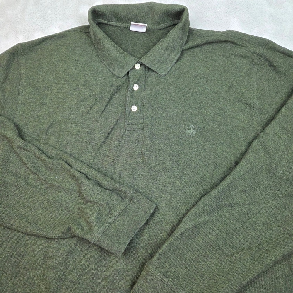 Brooks Brothers Performance Polo Mens XXL Original Fit Long Sleeve Green Cotton